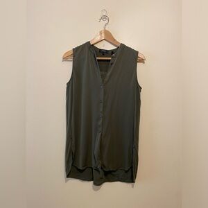 Theory Silk Dark Green Sleeveless Blouse. Size S